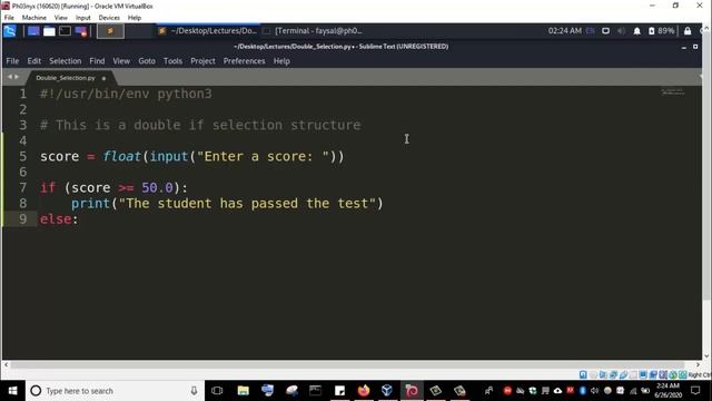 Double If Selection Control Structure in Python 3 смотреть онлайн