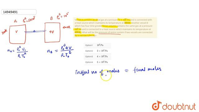 Vessel A contains an ideal gas at a pressure `5xx10^(5)` Pa and is connected with a heat source смотреть онлайн