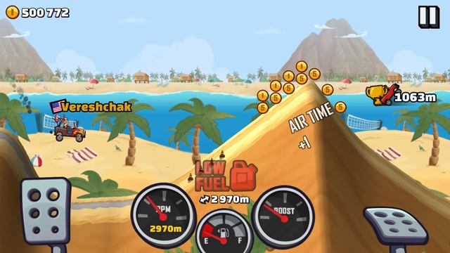 Hill Climb Racing 2 - JEEP ON BEACH 4873m Walkthrough Gameplay смотреть онлайн