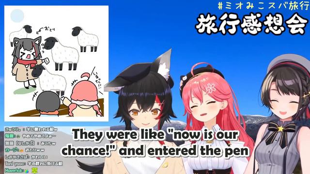 Miko Mio Shuba funny moment when they went on a trip to the ranch and fed the sheep there смотреть онлайн