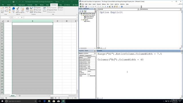 Excel VBA Programming - Range Actions | 8 - The Range Column Width and Range Row Height Properties смотреть онлайн