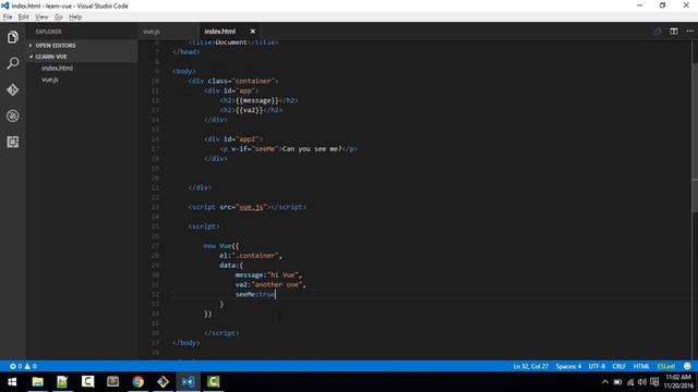 Learn Vuejs 2 for beginners: Setup| If conditions and For-Loop смотреть онлайн