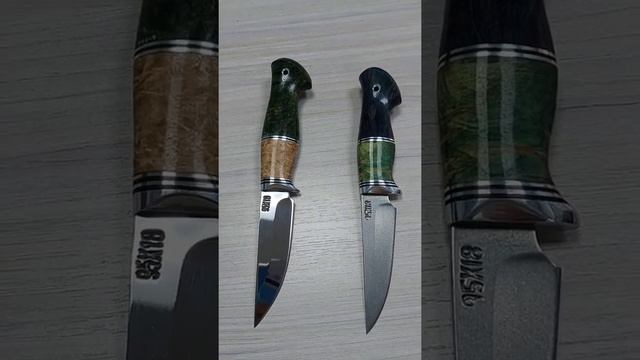 В наличии ? пара ножей из нержавеющей кованой стали 95х18 с наборной рукоятью из карельской берёзы. смотреть онлайн