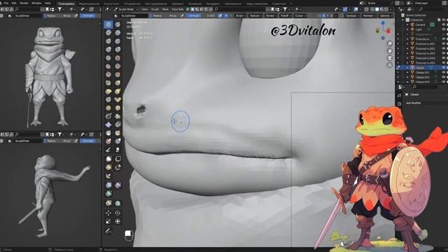 Создаю персонажа по референсу Лягуха от нейросети в Blender смотреть онлайн
