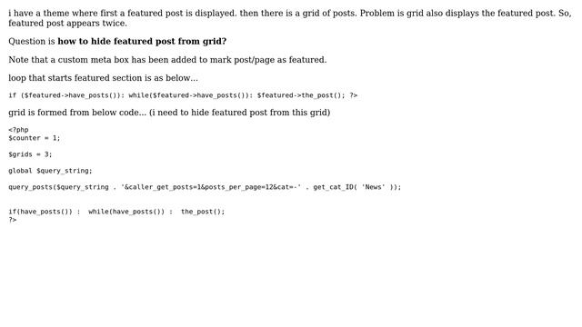 Wordpress: Trying hard but can't hide featured post/page from grid смотреть онлайн