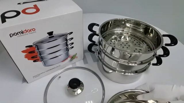 Мантоварка-пароварка 24 см 3 яруса Pomi d'Oro смотреть онлайн
