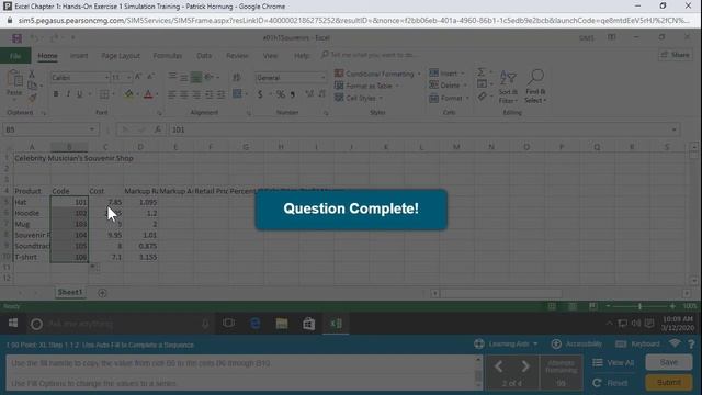 Excel Chapter 1 Hands-on Exercise 1 Simulation for MyITLab for Office 2019 смотреть онлайн