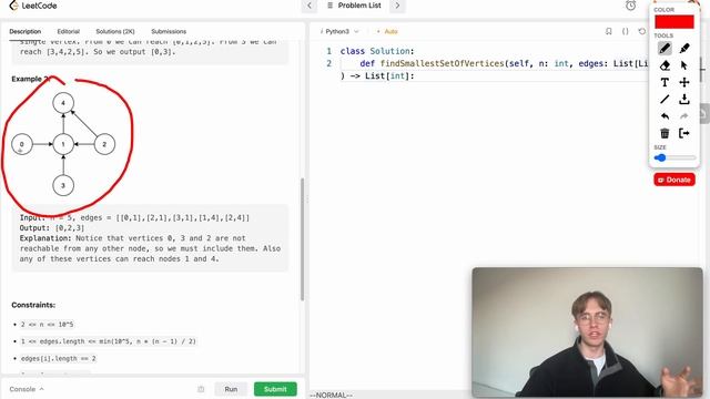 Minimum Number of Vertices to Reach All Nodes - LeetCode 1557 - Python Solution смотреть онлайн