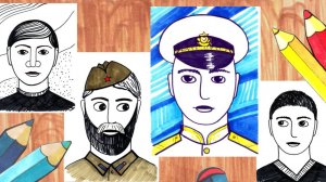 Рисуем мужской портрет. Обычный и в военной форме.
