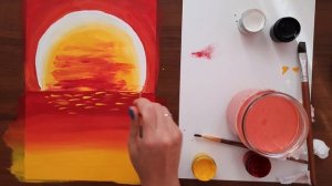 Простой рисунок гуашью ! Самолёт на рассвете