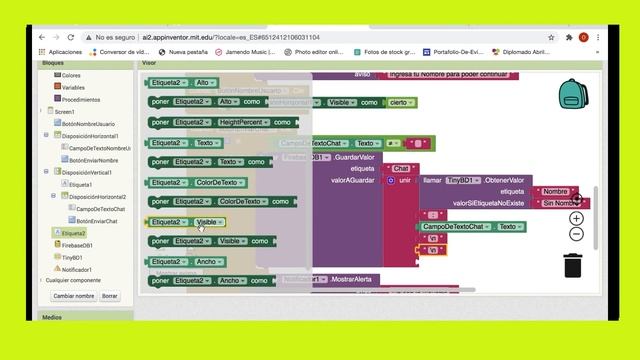 ComoHacer Un CHAT Con APP INVENTOR Utilizando FIREBASE -  VIDEO - 3 DE 3
