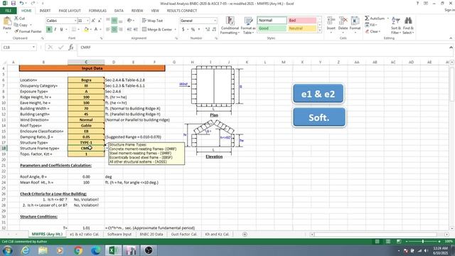 Wind load calculation Excel sheet As per BNBC 2020 (New Version) - Input Data for Etabs and Others смотреть онлайн