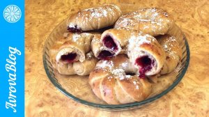 Вишневые колечки из постного теста на закваске