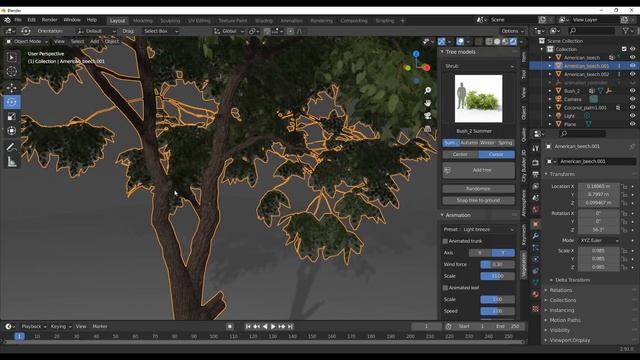 Blender 2.8+ - Vegetation Addon - Realistic & Animated Trees!
