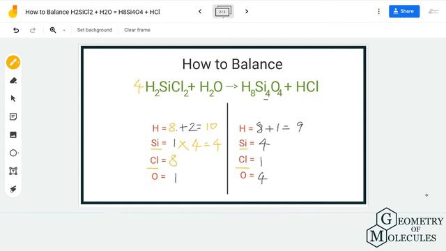 How to Balance H2SiCl2 + H2O = H8Si4O4 + HCl (Dichlorosilane + Water) смотреть онлайн