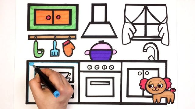 Oshxonani Qanday Chizish Kerak. Rasm Oshxonasi. Bolalar Uchun Rasmlar. Рисунок кухни #16