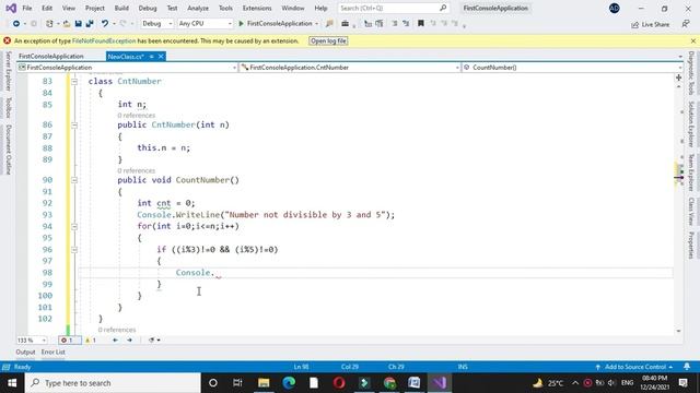 Program to print and count numbers not divisible by 3 and 5 with C# using Constructor смотреть онлайн