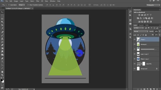 UFO T-Shirt Design for Redbubble in Photoshop Tutorial смотреть онлайн