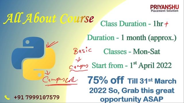 75% Off On Python Course | Python Course Complete Information | Learn python 3 | Python Live Class смотреть онлайн