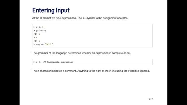 R Programming - R Console Input And Evaluation By Johns Hopkins University