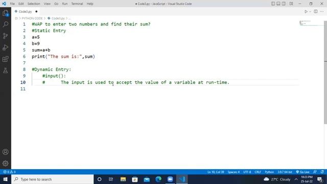 Lecture- #6 | Static Vs Dynamic Input In Python | Python Tutorials for Beginners смотреть онлайн