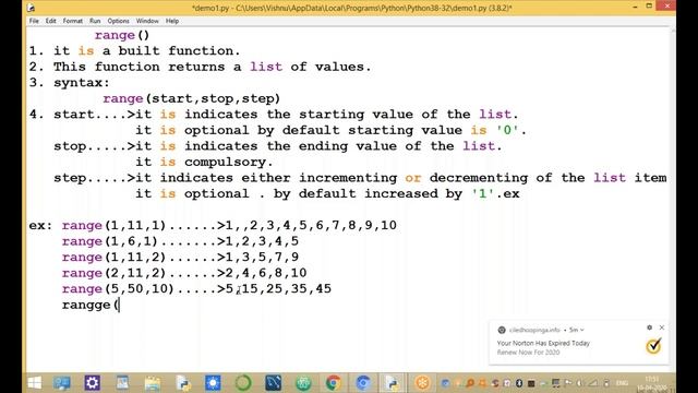 Range function in Python | Range Function With Example смотреть онлайн