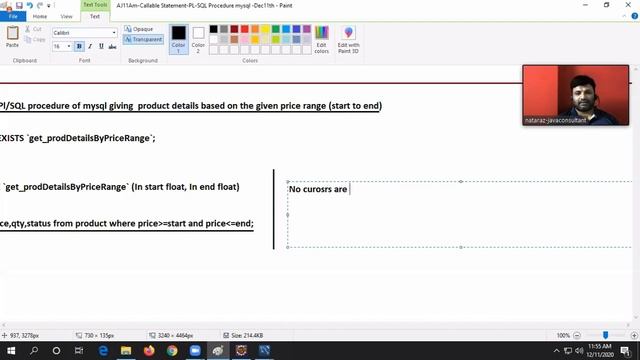 [Advance java]:Calling procedure of mysql to get product detail based on the given pid (11/12/2020) смотреть онлайн