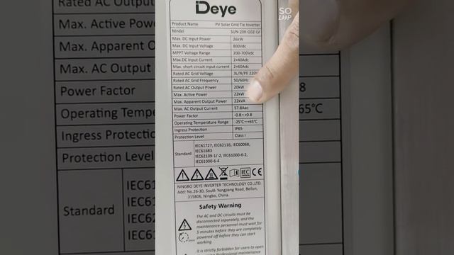 Deye 20kw 3phase LV Setup Test