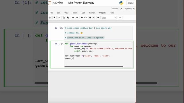 Function with lists in python| 1 minute python | lesson 27 смотреть онлайн