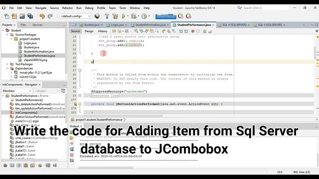 Netbeans 16 with MSSQL SERVER 2022 #8: Library System - Drop-down list and Radio Button смотреть онлайн