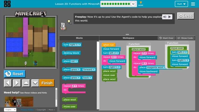 Code.org Express Lesson 20.12 Functions in Minecraft | Answers Explained | Course E Lesson 10.12 смотреть онлайн
