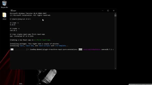 Install React.js with node | Create a basic first react app | react js installation on windows 10 смотреть онлайн