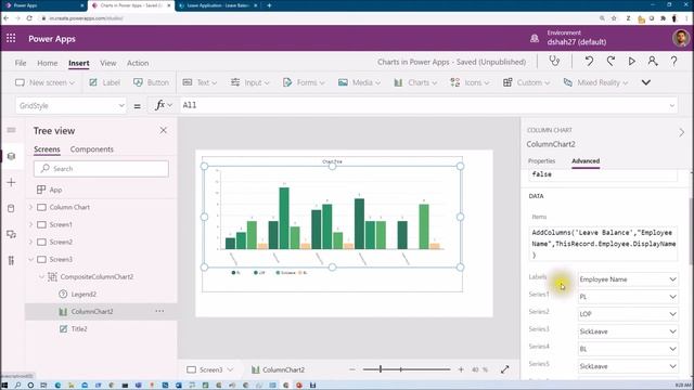 Create Column Chart in Power Apps смотреть онлайн