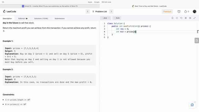 4. Best Time to Buy and Sell Stock - 75 LeetCode Problems (Java) смотреть онлайн