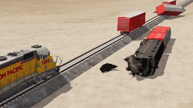 Поезда против широких рельсов  BeamNG.Drive