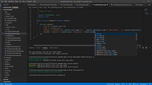 Users Management System #19 Storing User Logs, Events & Listeners - Laravel, VueJS смотреть онлайн