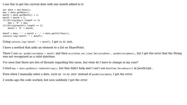 Sharepoint: Date is correct, but String is not being recognized as a valid datetime смотреть онлайн