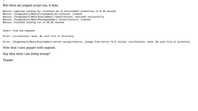 DevOps & SysAdmins: "/usr/bin/env: bash: No such file or directory" during puppet exec command смотреть онлайн