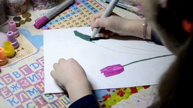 Как нарисовать тюльпан смотреть онлайн