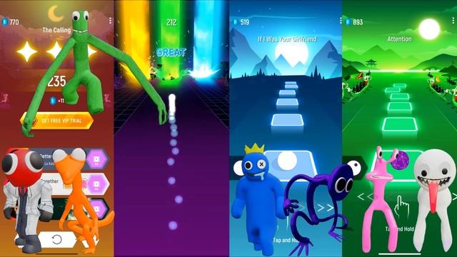 ALL Rainbow Friends | Red - Orange - Yellow - Green - Blue - Purple - Pink - White ||| Tiles Hop смотреть онлайн