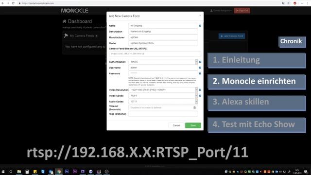 Überwachungskamera auf Alexa Show 4 und älter zeigen - IP Kamera mit Monocle Skill einbinden смотреть онлайн