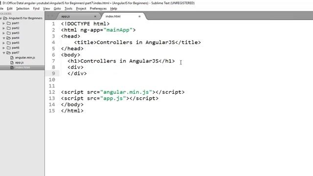AngularJS Tutorial 7- Controllers смотреть онлайн