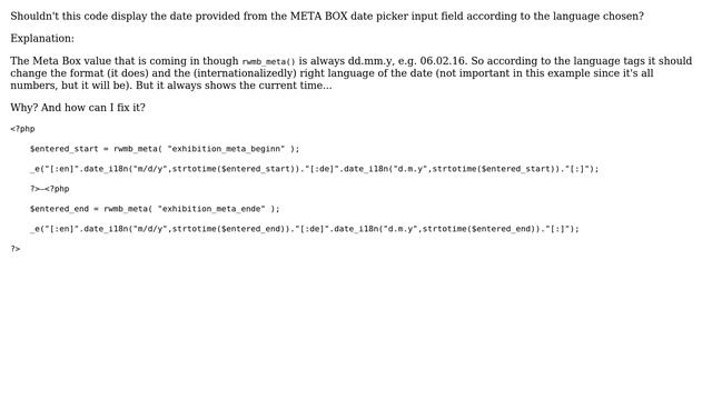 Wordpress: Issue with strtotime() and Meta Box date смотреть онлайн
