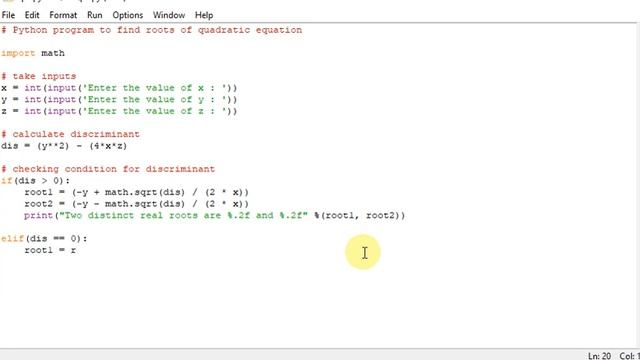 Python Program to Solve Quadratic Equation смотреть онлайн