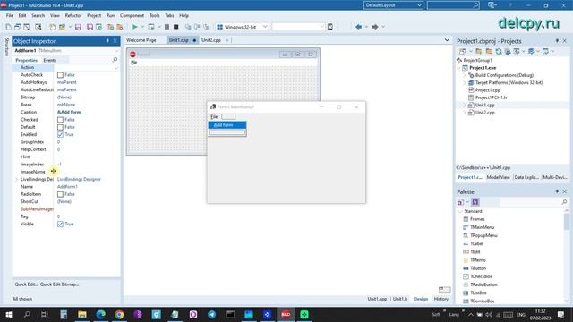 MDI (Multi Document Interface) C++. Embarcadero.