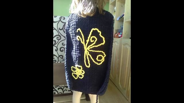 вязаное пальто для девочки 5-6 лет рост 116 см