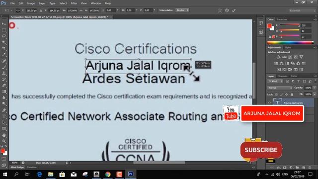 MENGGANTI NAMA SERTIFIKAT DENGAN NAMA SENDIRI MENGGUNAKAN ADOBE PHOTOSHOP смотреть онлайн
