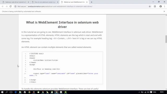 Selenium tutorial with java || Webdriver Interface and WebElement Interface with examples смотреть онлайн