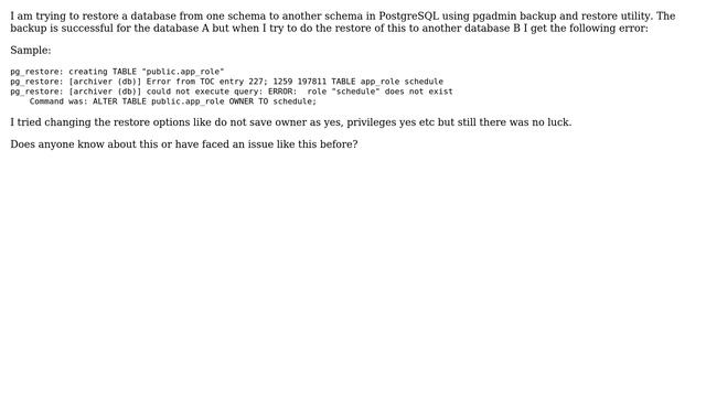 [archiver (db)] could not execute query: ERROR: role does not exist смотреть онлайн