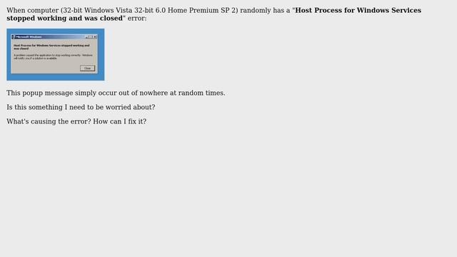 What causes "host process for windows services stopped working and was closed"? смотреть онлайн